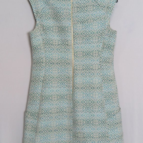 Axara Paris Mint Ivory Jacquard V-Neckline Shift - Picture 9 of 9